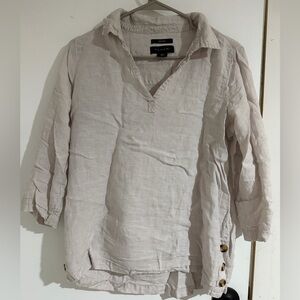 Tahari Cream Linen Blouse